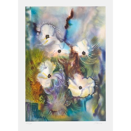 Michèle Curinier Fleurs 2000 Lithographie Signée