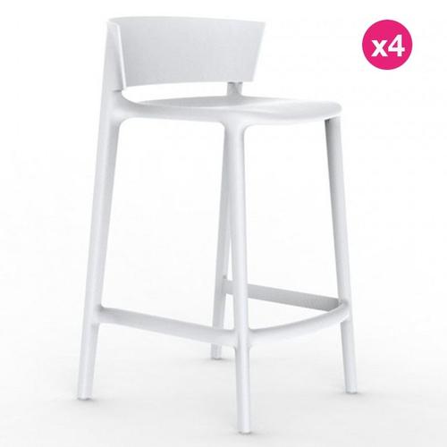 Lot De 4 Tabourets Plan De Travail Vondom Africa Hauteur D'assise 65 Cm Vondom Blanc