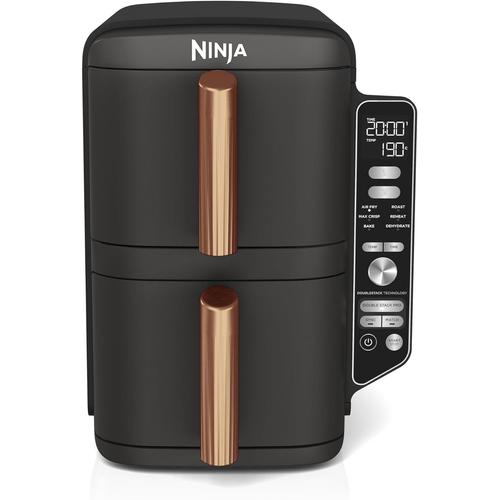 NINJA SL400EUCP Double Stack XL Air Fryer, Friteuse sans huile Verticale Double Tiroir - Noir/Cuivre