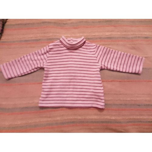 Top Rayé Rose Claire /Rouge 3 Mois.