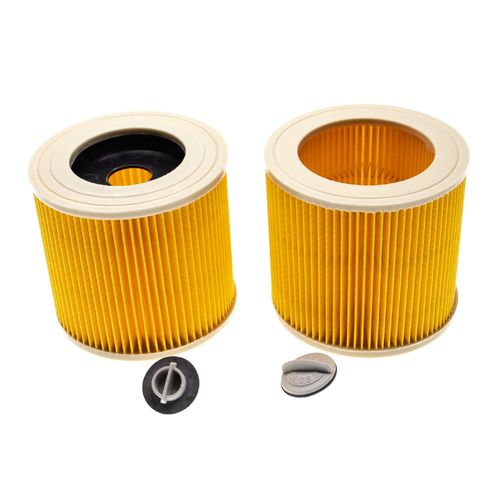 vhbw Lot de 2x filtres à cartouche compatible avec Kärcher SE 4001 Injecteur Extracteur, SE 4001 aspirateur à sec ou humide - Filtre plissé, jaune