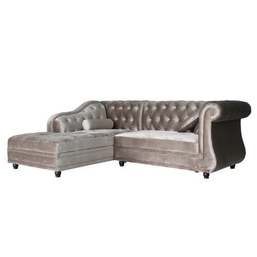 Canapé D'angle Tissu Chesterfield "Aliza" - 5 Places - Taupe Clair