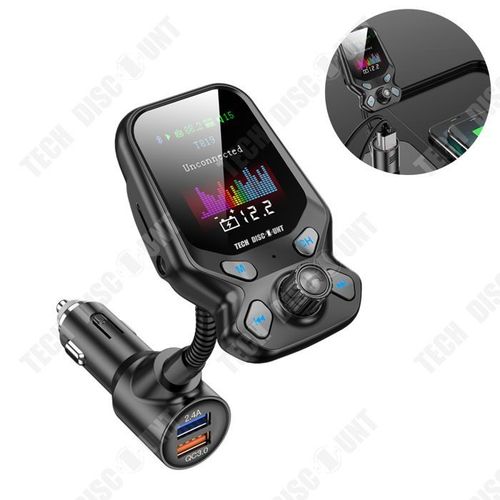 TD® Émetteur FM bluetooth écran couleur voiture mp3 lecteur bluetooth QC3.0 charge rapide double USB émetteur FM multifonction