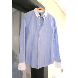 Chemise Homme Blanche Et Bleu À Rayures Bershka T. M
