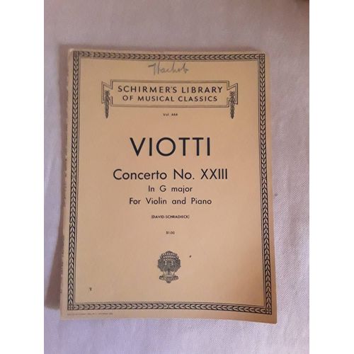 Viotti Concerto Pour Violon 23 Vol 444 Schirmer