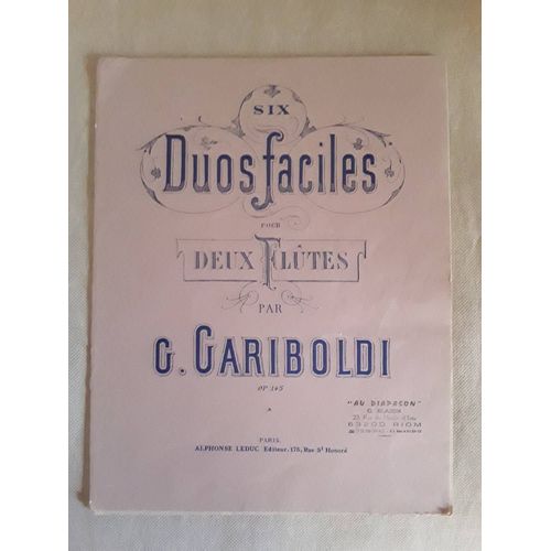 Six Duos Faciles Pour 2 Flûtes Gariboldi
