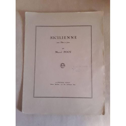 Sicilienne Marcel Poot Pour Flûte
