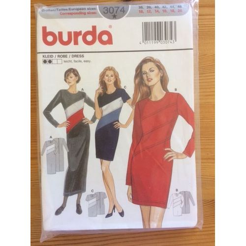 Patron Burda 3074 Robe 2 Longueurs