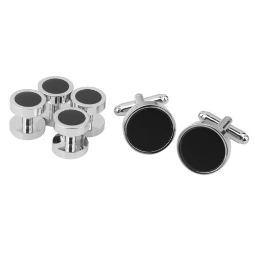 3x boutons de manchette en mail pour hommes couleur argent