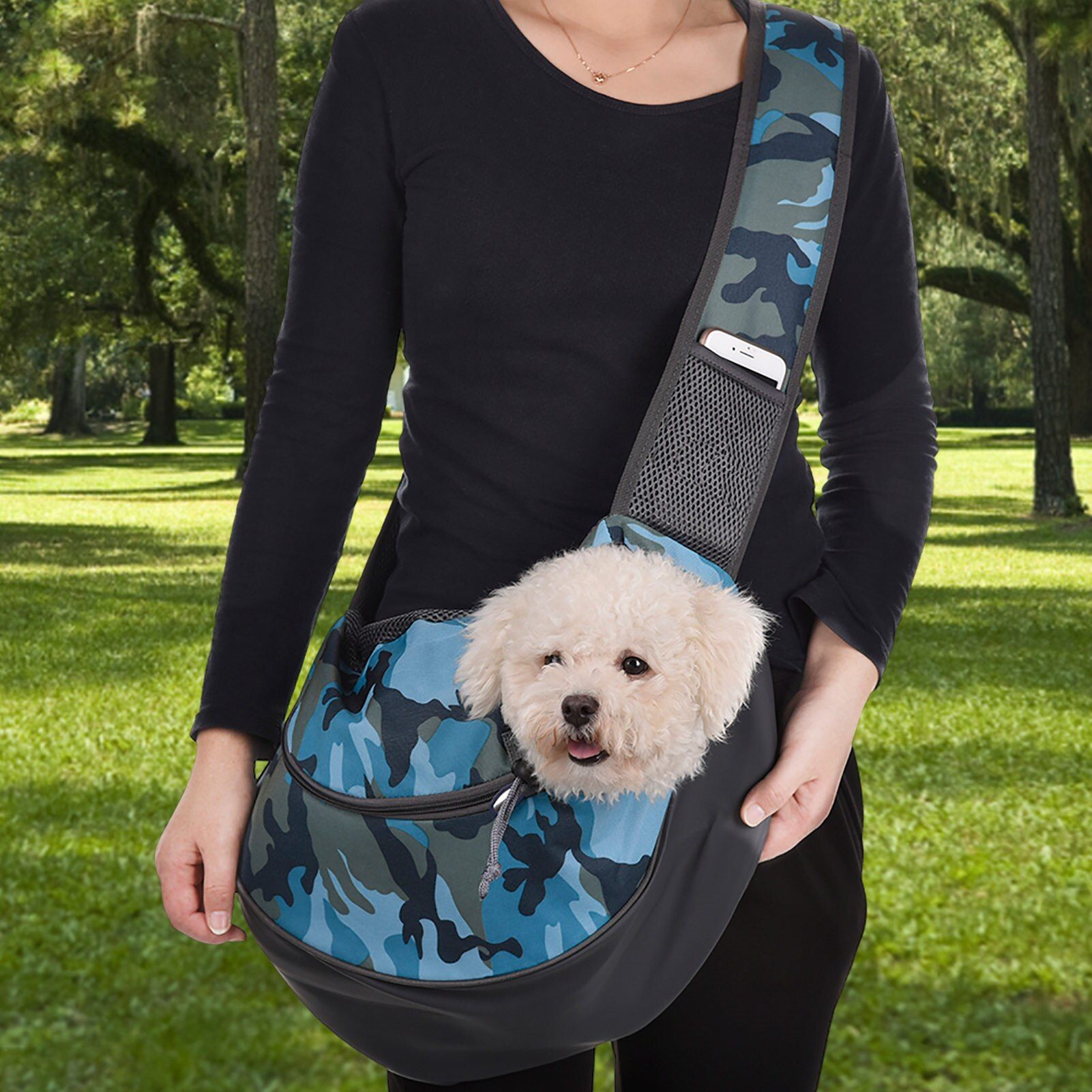 Sac de transport pour animaux de compagnie, porte-animaux mains libres,  avec bandoulière réglable pour chien chat de petite et moyenne taille