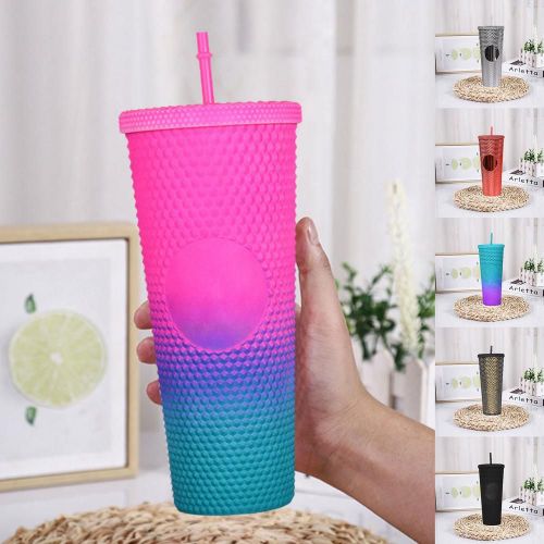 Gobelet À Double Paroi En Acrylique 24 Oz, Avec Couvercle Et Paille, Pour Refroidir L'eau, Avec Couvercle Anti-Fuite, Utilisation Parfaite
