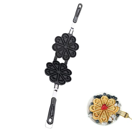 Cuisinière Gaufrier Crêpière Formes Pour Enfants Anti-Adhésif Gaufre Plaque Chauffante En Fer Avec 4 Coeur En Forme De Cavité Flip Moule À Gaufre