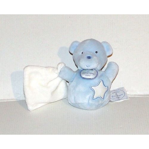 mini doudou ours bleu etoile luminescent doudou et compagnie