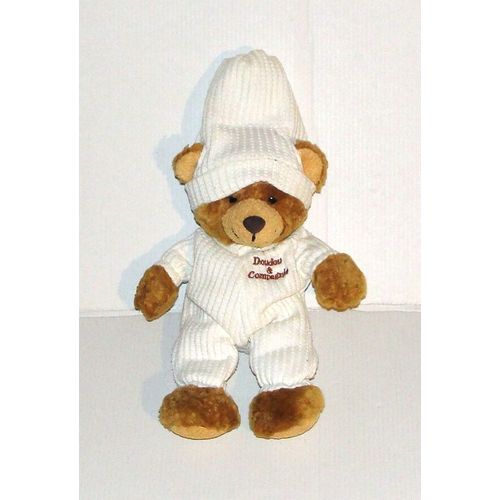 Doudou Ours Beige Cotelé Doudou Et Compagnie - Peluche Ourson Bonnet 29 Cm