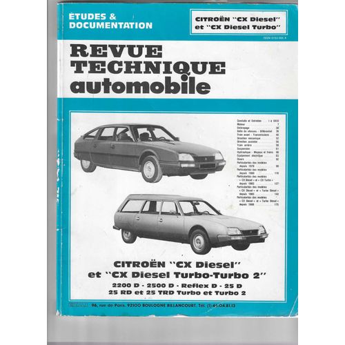 Revue Technique Automobile Citroën "Cx Diesel" Et "Cx Diesel Turbo"