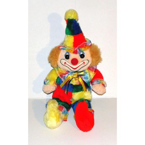 Peluche Clown Cuddle Wit Multicolore Vintage - Doudou Clown Noeud Papillon Tissus Tule 50 Cm