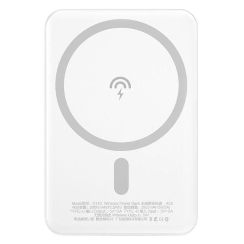 Power Bank À Induction Magsafe 10w 5000mah Dudao Blanc