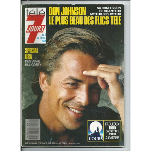 Télé 7 Jours 04/11/1989 Don Johnson, Jacques Roland & Coluche, Jeane Manson, Claude Brasseur, Richard Cleyderman, Sandra, Pierre Bachelet, Robert Hossein, Sardou, Lambert Wilson, Renaud & Yves Duteil
