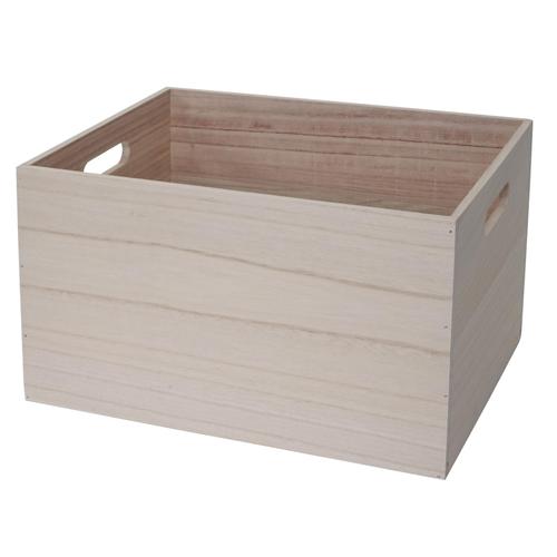 Boîte De Rangement Caisse Coffre En Bois 40x30x24cm Marron Naturel 04_0001361