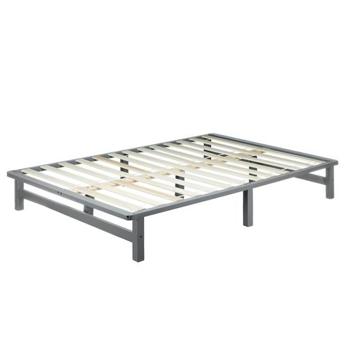 Lit Design Palette Avec Sommier À Lattes 140x200 Cm En Bois Massif Gris Lit06222