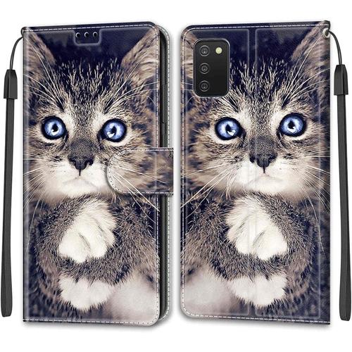 Beek Coque Pour Samsung Galaxy A03s 166mm Portefeuille Etui À Rabat Pu Cuir Avec Motif,Poche Porte-Cartes ,Multi-Usage Peint Housse Cuir Case Magnétique Chat Noir Protection Pour Samsung Galaxy A03s 166mm Wk-578