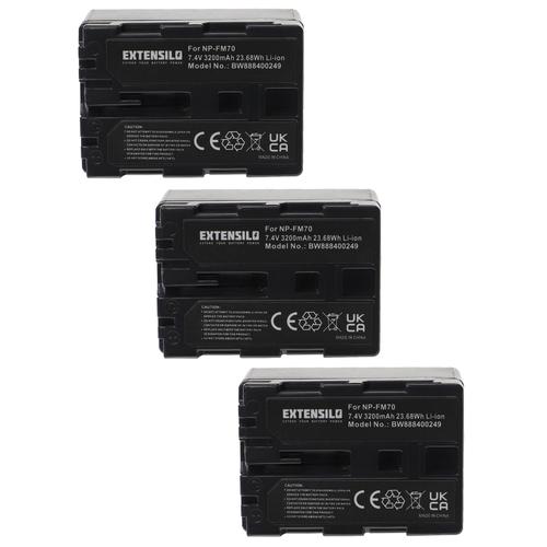 EXTENSILO 3x Batteries compatible avec Sony DSC-F717, DSC-F828, DSC-R1, DSC-S30, DSC-S50 appareil photo, reflex numérique (3200mAh, 7,4V, Li-ion)