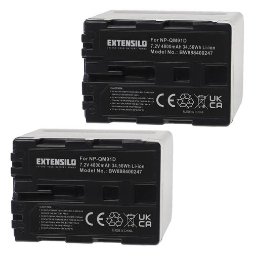 EXTENSILO 2x Batteries compatible avec Sony DSC-F717, DSC-F828, DSC-R1, DSC-S30, DSC-S50 appareil photo, reflex numérique (4800mAh, 7,2V, Li-ion)
