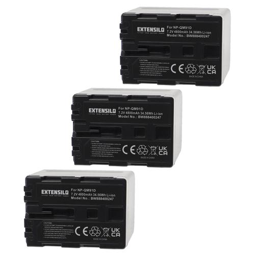 EXTENSILO 3x Batteries compatible avec Sony DSC-F717, DSC-F828, DSC-R1, DSC-S30, DSC-S50 appareil photo, reflex numérique (4800mAh, 7,2V, Li-ion)
