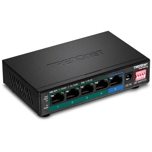 Trendnet Commutateur Ethernet TRENDnet TPE-TG51g 5 Ports - Gigabit Ethernet - 1000Base-T - 2 Couche supportée - Adaptateur - 64,30 W Power Consumption - 60 W Budget PoE - Paire torsadée - PoE Ports - Fixation au mur