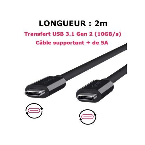 DLH - Câble USB - 24 pin USB-C (M) pour 24 pin USB-C (M) - USB 3.2 Gen 2x2 - 5 A - 2 m - Alimentation USB (100 W) - noir