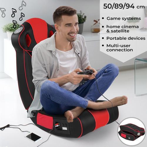 Miadomodo® Fauteuil Multimédia - En Simili Cuir, Haut-Parleurs Intégrés, Pliable, Rouge-Noir - Chaise À Bascule, Avec Système Audio