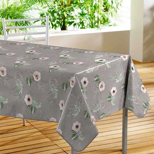 Nappe Toile Cirée "Anémone" 140x240cm Gris