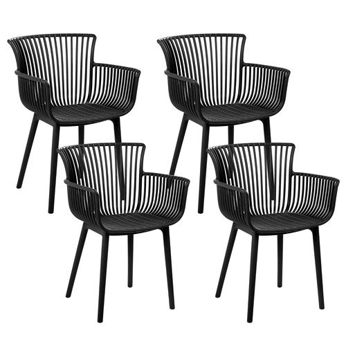 Lot De 4 Chaises En Plastique Noir Pesaro