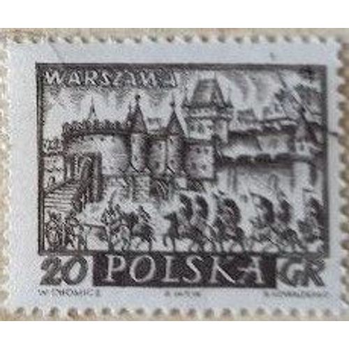 Timbre Oblitéré Polonais, Polska, Warszawa, 20 Gr, Illustration De Chomicz Et De Kowalska