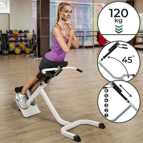 Physionics® Banc De Musculation Pour Dos - Pliable, Réglable En Hauteur (6 Positions), 45°, Max. 120 Kg - Appareil Hyper Extension