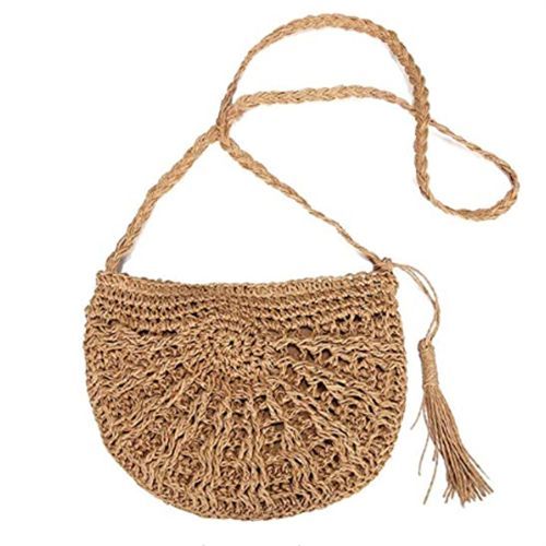 Sac paille,sac paille femme,sac tissé, kitteny Femmes Weave Sac à Bandoulière Summer Beach Purse Pour Voyage Tous Les Jours