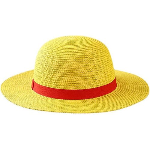 Chapeau De Paille,Multifonctionnel Crème Solaire Chapeau De Paille Chapeau De Soleil,Chapeau Parent-Enfant Jaune( S 50-52cm)