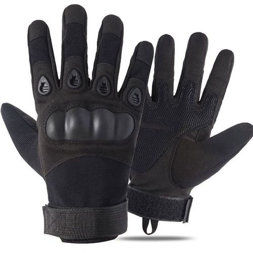 Gants en cuir super fibre pour hommes,coquille dure,gants d'équitation,protection anti-coupure,entraînement de fitness,gants s de l'armée - Type black gloves-XL
