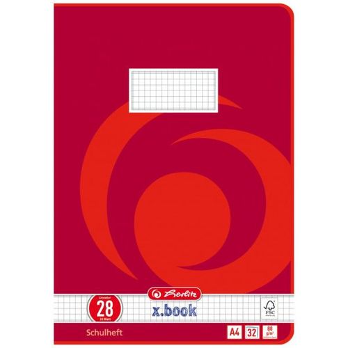 Herlitz 340281 Livre D'exercices Rouge 32 Feuilles Papier Quadrillé A4 80 G/M²