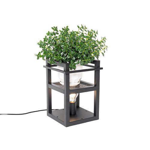 Qazqa Industriel Industriële Tafellamp Zwart - Cage Rack Acier Noir Rectangulaire / Lampe De Lecture / Luminaire / Lumiere / Éclairage / Intérieur / Salon E27 Max. 1 X 60 Watt