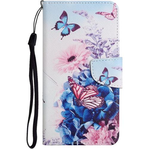 Beek Etui De Téléphone À Rabat En Cuir Synthétique Pour Samsung Galaxy S22 Ultra 5g,Pochette Housse Protection Portemonnaie Étanche Poussière,Coque Avec Peint Motif Papillon Violet Mk34907