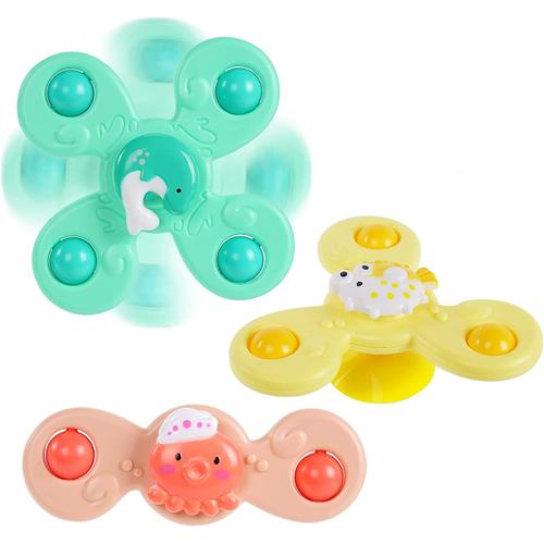 Ventouse Spinner Jouets, 3pcs Animaux Mignons Jouets De Bain Bébé,Pour Tout-Petit, Enfants, Filles, Garçons 1-6 Ans