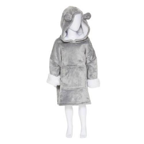 Plaid Sweat Capuche Enfant "Ours" 60x95cm Gris