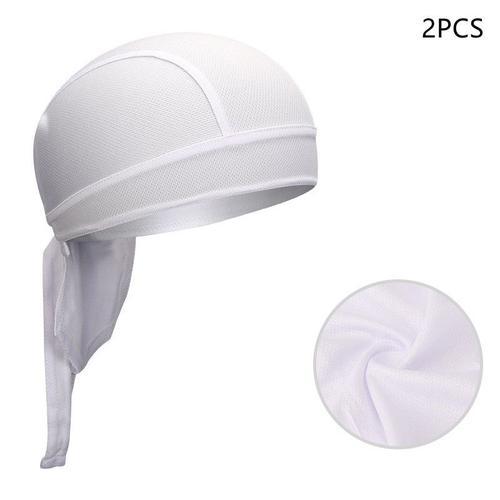 2pcs Bandana Casquette Cyclisme Randonnée Bandana Pirate Sous Casque Velo Tissu Aéré Pour Natation Jogging Course Montagne Et Moto(Blanc)