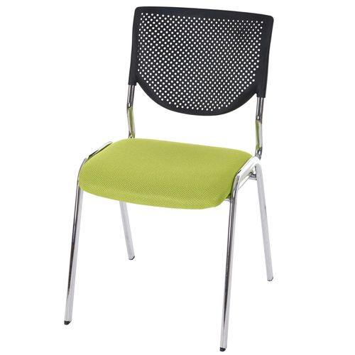 Chaise Visiteur T401, Chaise De Conférence Empilable, Tissu/Textile   Siège Vert, Pieds Chromés
