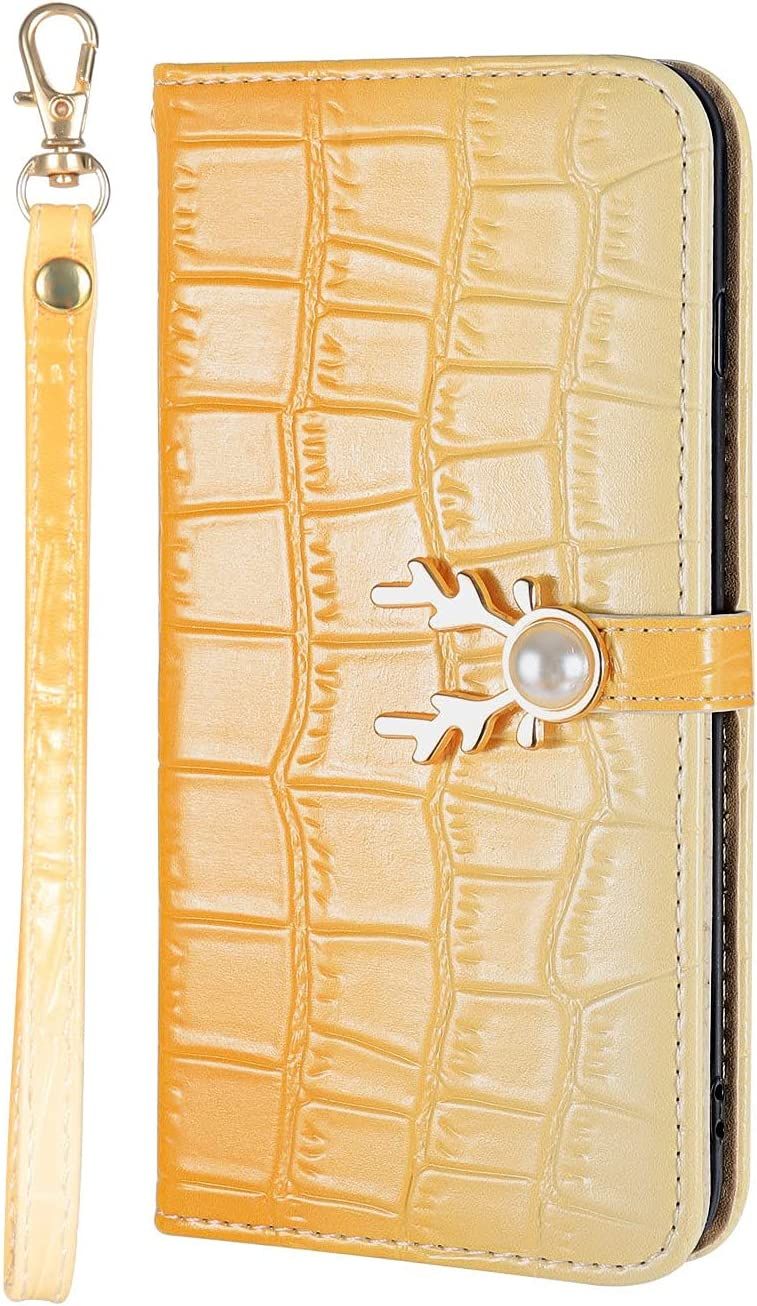 Beek Coque Portefeuille Antichoc Pour Apple Iphone X/Iphone Xs,Étui Housse Fermoir Avec Wapiti Animal,Pochette Téléphone En Cuir Pu Et Tpu Pare-Chocs Doux Au Toucher,Jaune Dégradé Mk40378