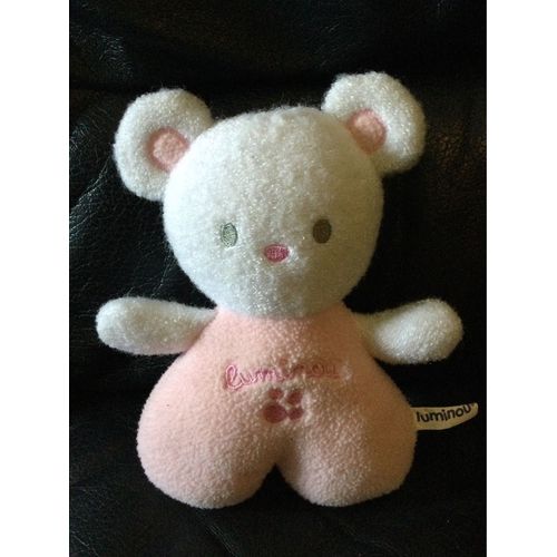 Souris Luminou Doudou Rose Et Blanc 16cm