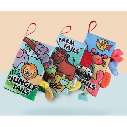 3pcs Livre Tissu Bébé Eveil 0 3 6 Mois Jouet Suspendre Set Pour Bébé 1 An Livre Doux Froissé Avec Des Animaux