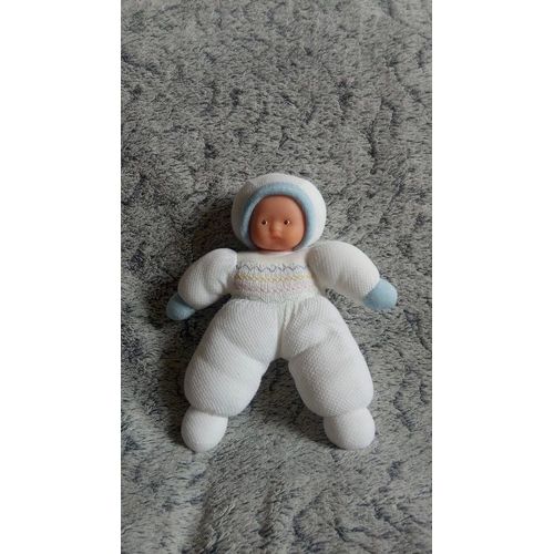 Poupée Avec Pyjama En Laine Blanc Et Bleu - Corolle - Babibulle 1135 - 1985 - Poupon Vintage