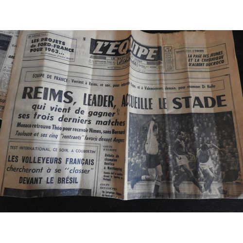 L'equipe Du 31 Octobre 1962 / Reims Football / Volleyeurs Francais / Rik Van Looy / Anquetil